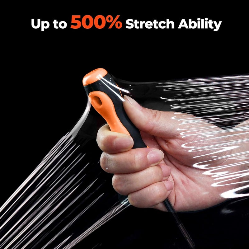 MUNBYN Shrink Wrap, Stretch Wrap with Handles, Stretch Film Roll Industrial Strength, Plastic Wrap for Pallet Wrapping Shipping Moving, 15 Inch x 1000 Ft, 2 Pack, 60 Gauge - Image 4